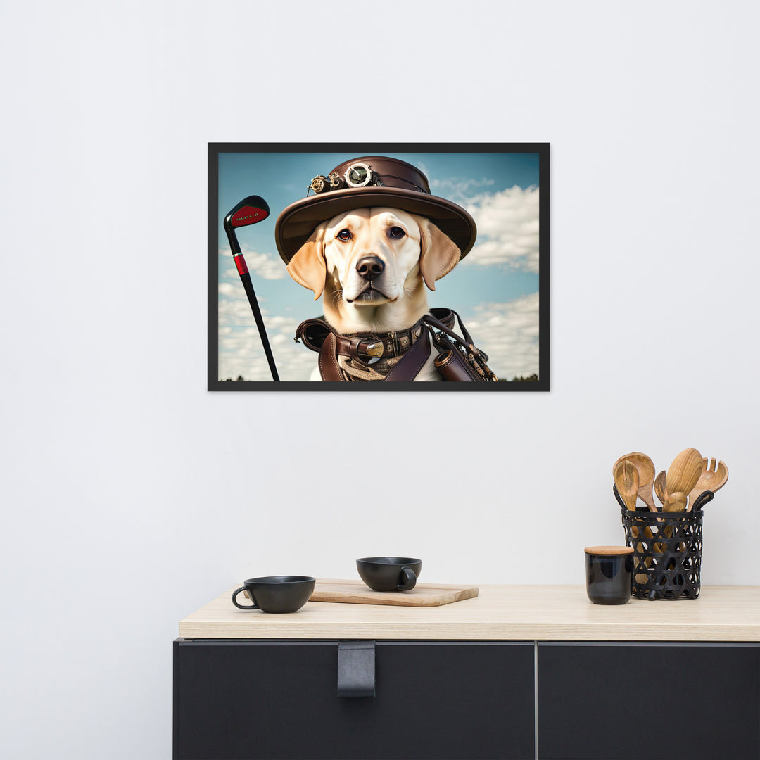 Framed matte paper poster-Labrador Retriever Golfer V20