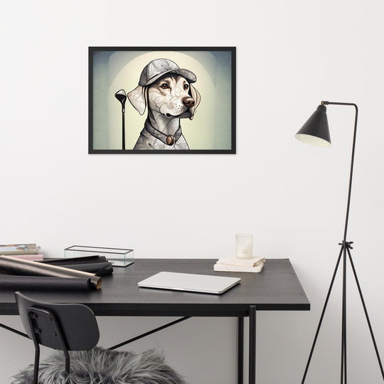 Framed matte paper poster-Labrador Retriever Golfer V22