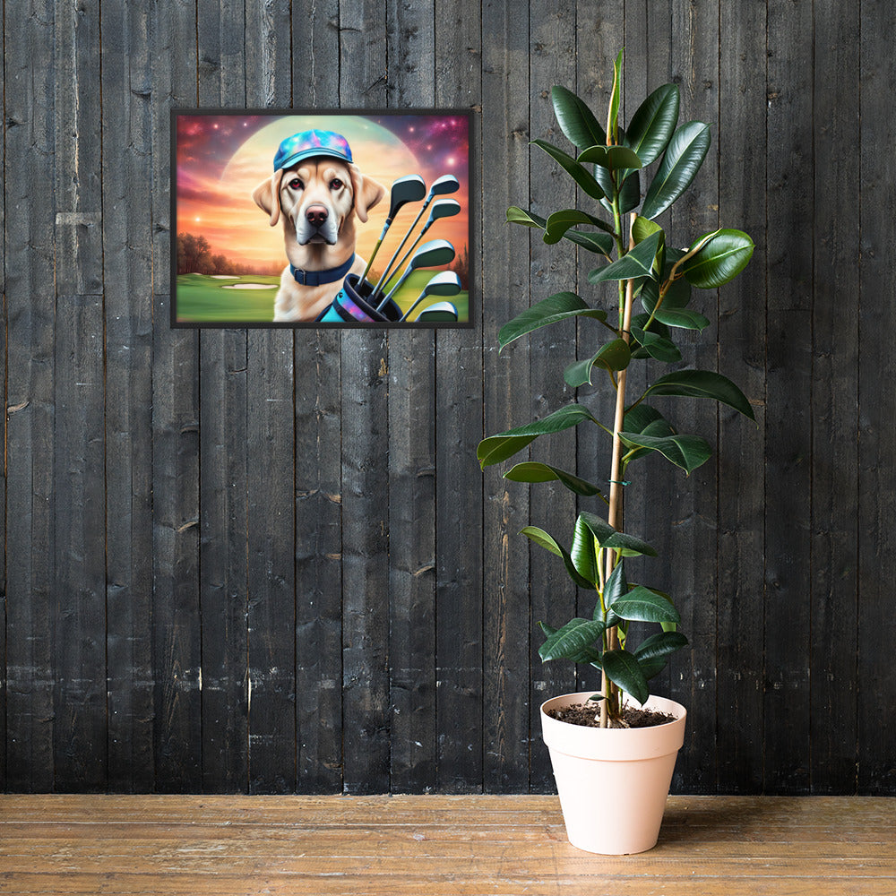 Framed matte paper poster-Labrador Retriever Golfer V13