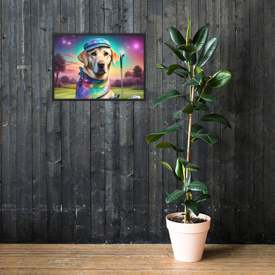 Framed matte paper poster-Labrador Retriever Golfer V21