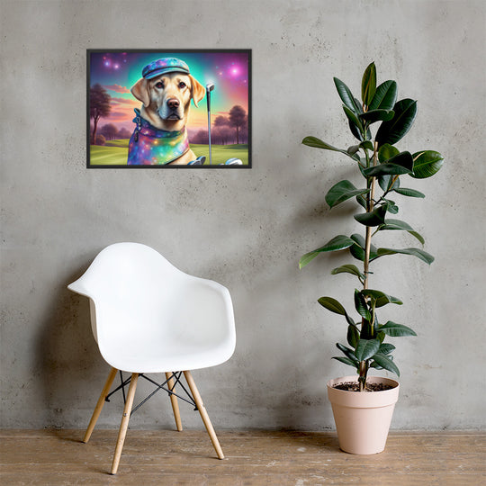 Framed matte paper poster-Labrador Retriever Golfer V21