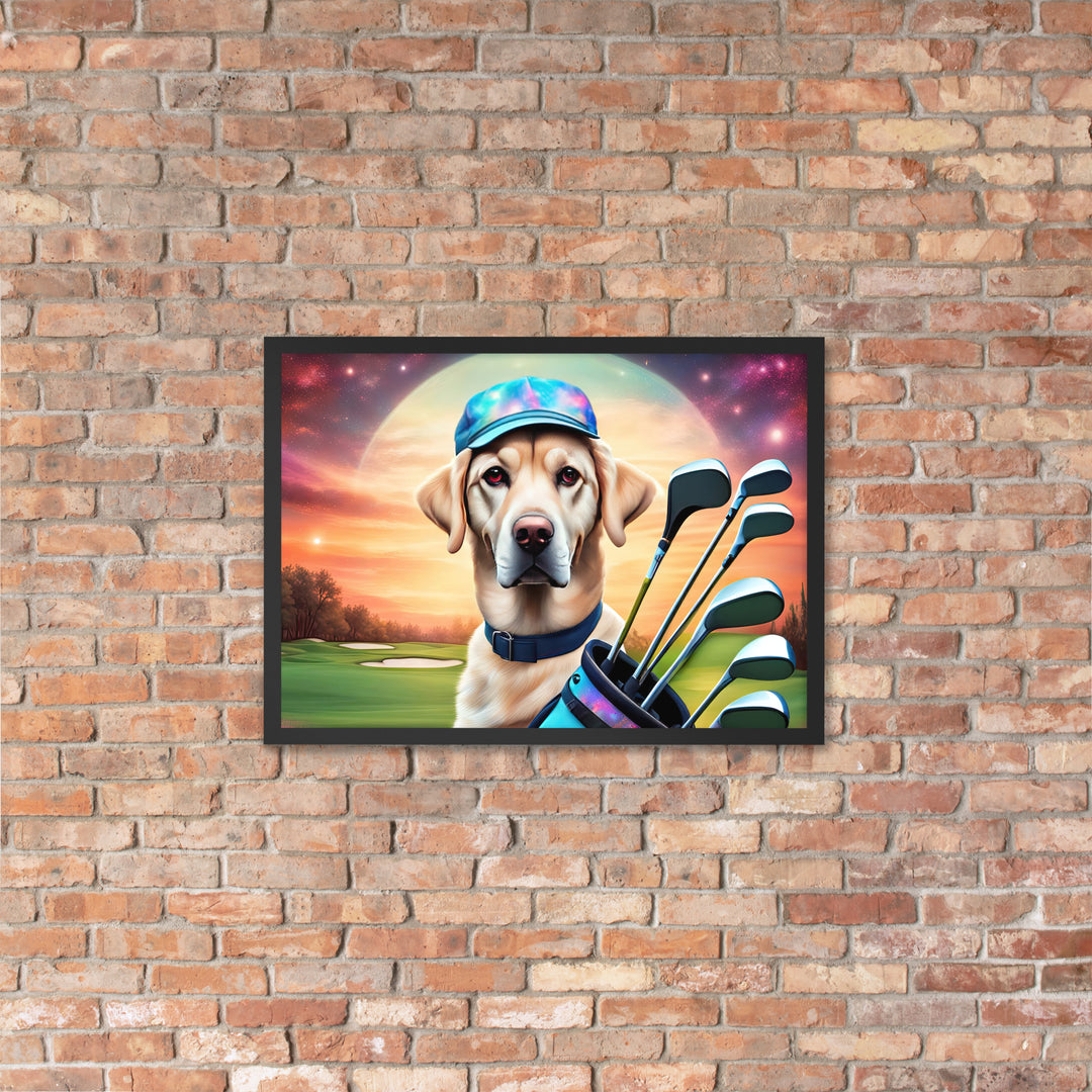 Framed matte paper poster-Labrador Retriever Golfer V13