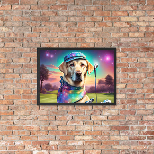 Framed matte paper poster-Labrador Retriever Golfer V21