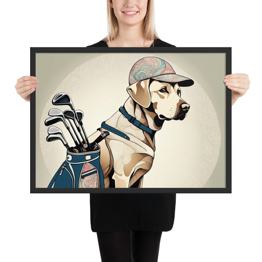 Framed matte paper poster-Labrador Retriever Golfer