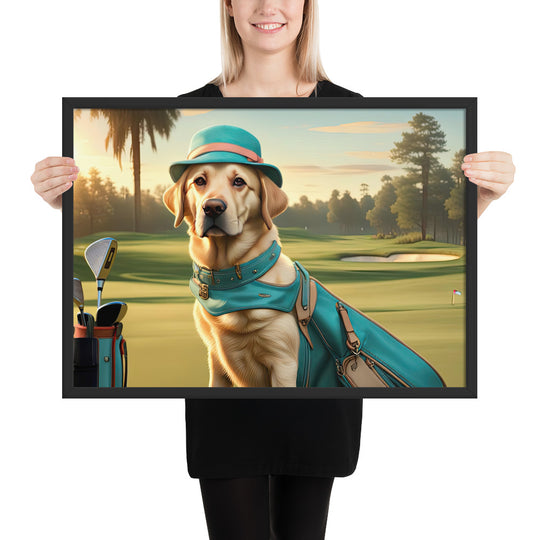 Framed matte paper poster-Labrador Retriever Golfer V12