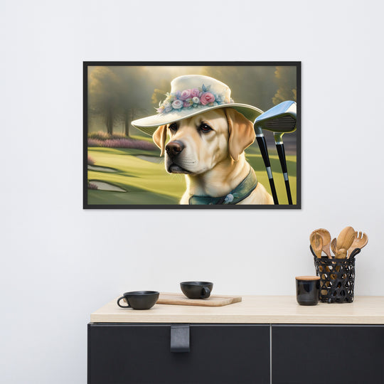 Framed matte paper poster-Labrador Retriever Golfer V5