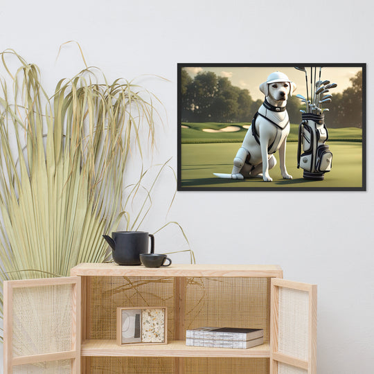 Framed matte paper poster-Labrador Retriever Golfer V6