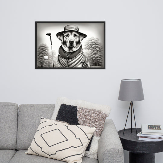 Framed matte paper poster-Labrador Retriever Golfer V7