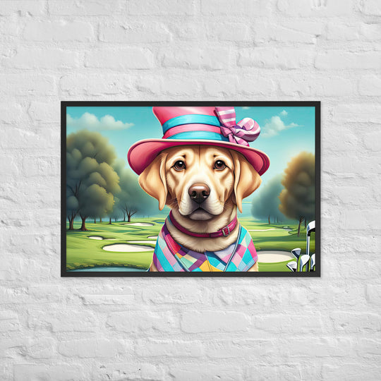 Framed matte paper poster-Labrador Retriever Golfer V9