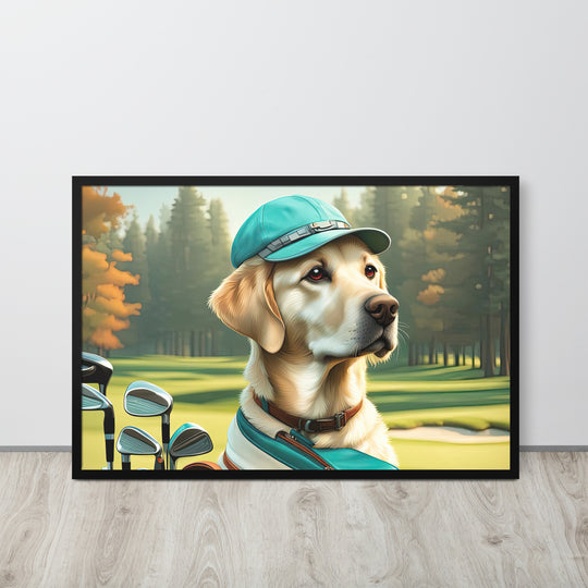 Framed matte paper poster-Labrador Retriever Golfer V10