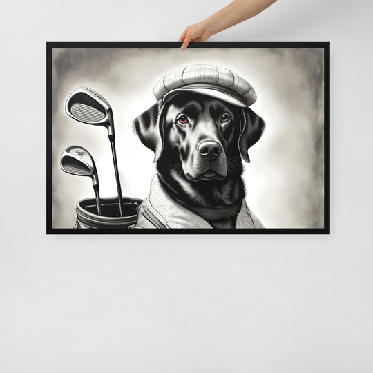 Framed matte paper poster-Labrador Retriever Golfer V11