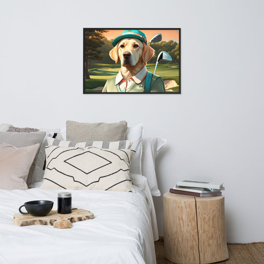 Framed matte paper poster-Labrador Retriever Golfer V14