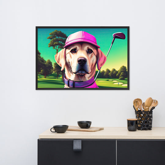 Framed matte paper poster-Labrador Retriever Golfer V16