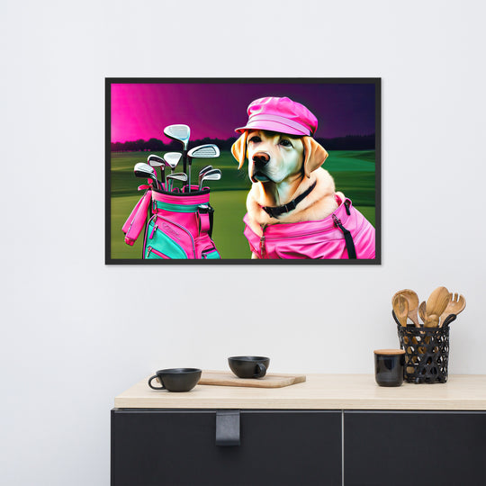 Framed matte paper poster-Labrador Retriever Golfer V17