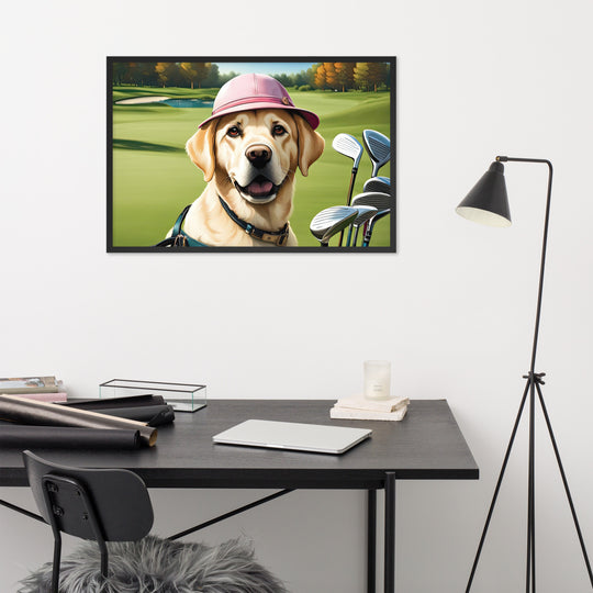 Framed matte paper poster-Labrador Retriever Golfer V19