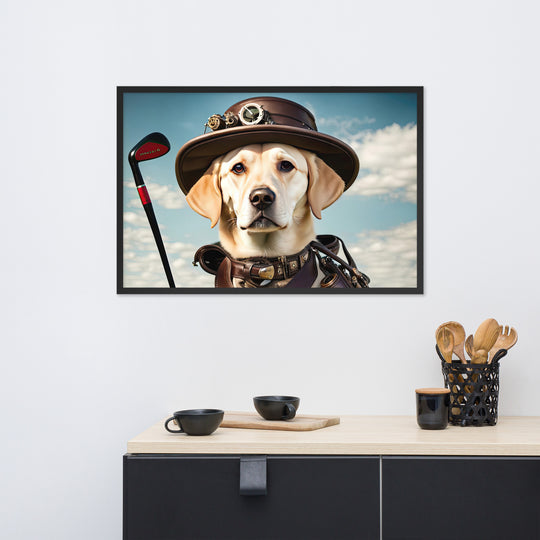 Framed matte paper poster-Labrador Retriever Golfer V20