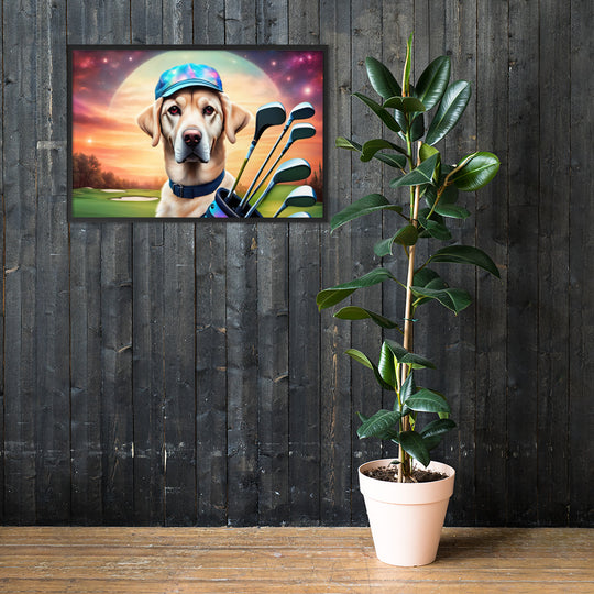 Framed matte paper poster-Labrador Retriever Golfer V13