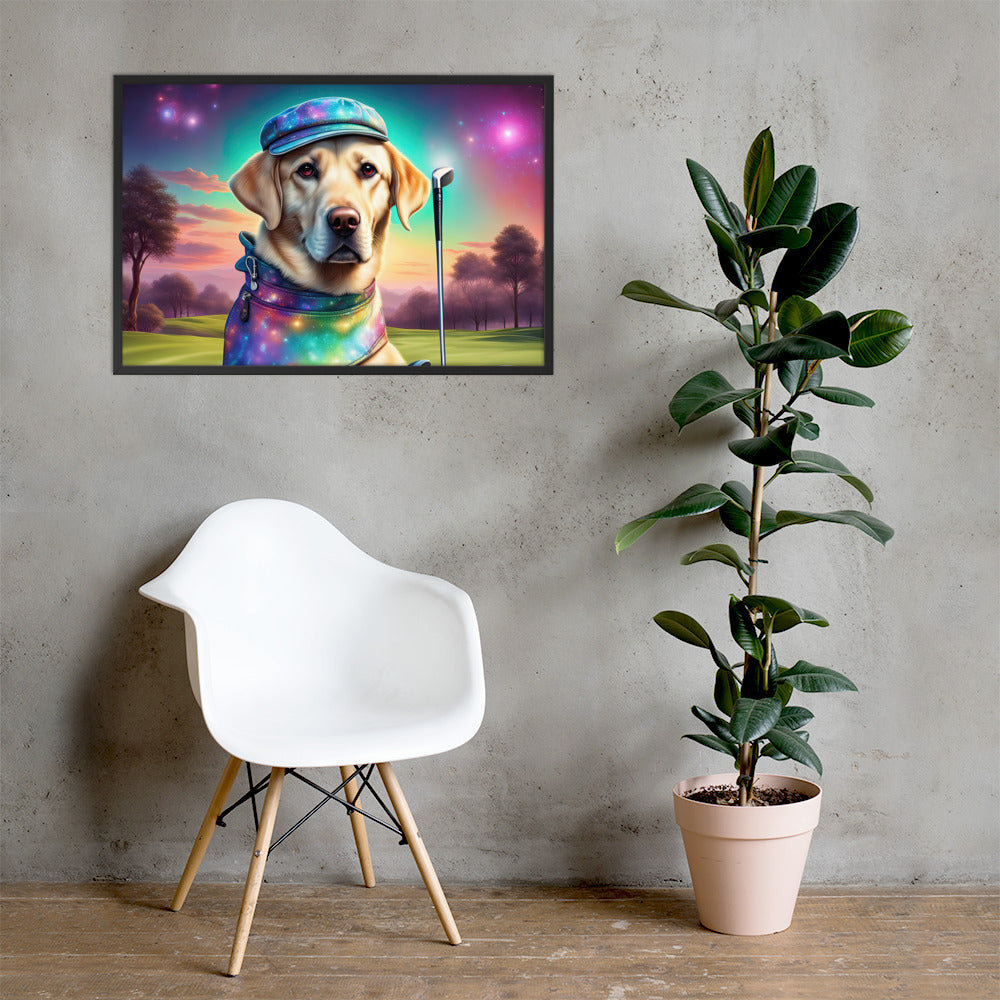 Framed matte paper poster-Labrador Retriever Golfer V21