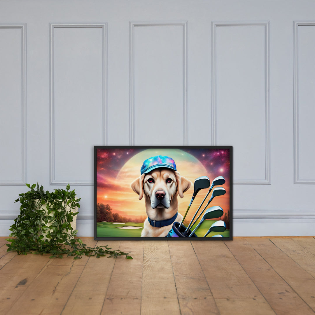 Framed matte paper poster-Labrador Retriever Golfer V13