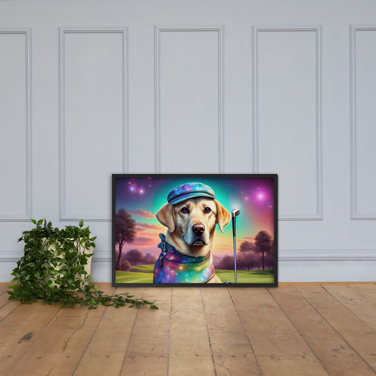 Framed matte paper poster-Labrador Retriever Golfer V21