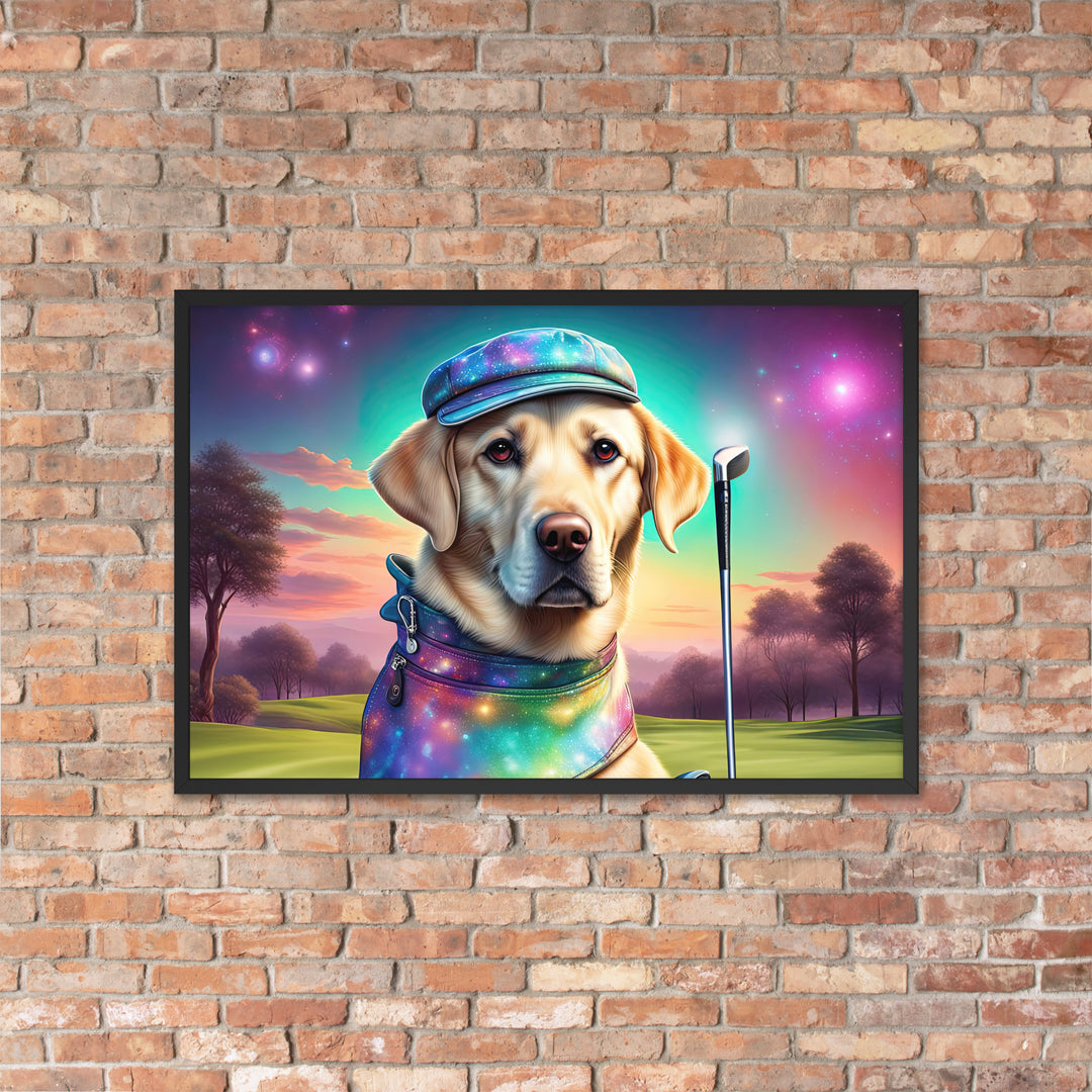 Framed matte paper poster-Labrador Retriever Golfer V21