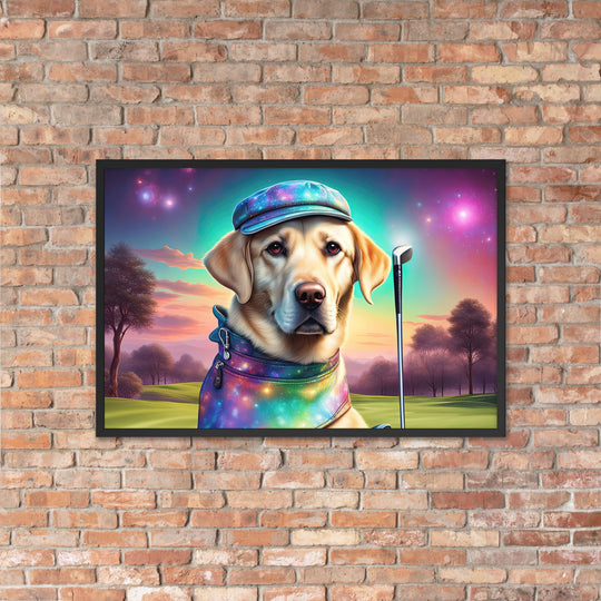 Framed matte paper poster-Labrador Retriever Golfer V21