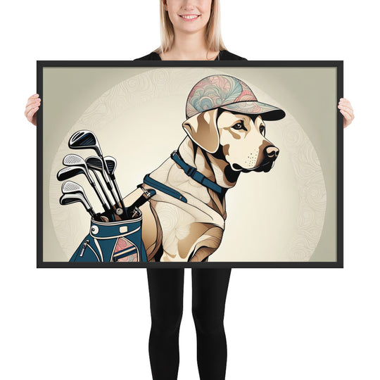 Framed matte paper poster-Labrador Retriever Golfer