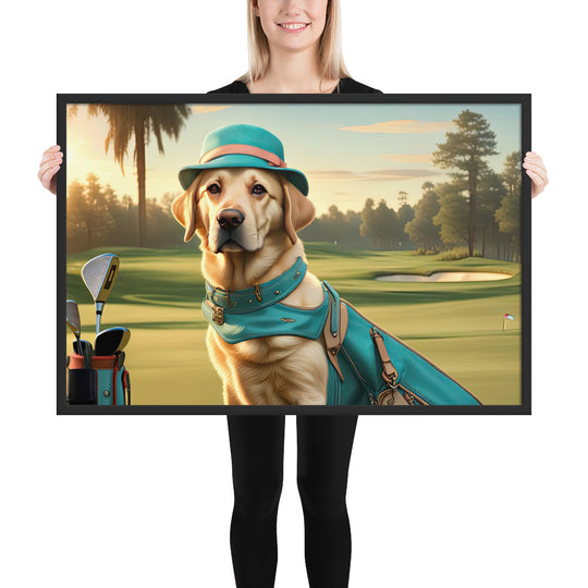 Framed matte paper poster-Labrador Retriever Golfer V12