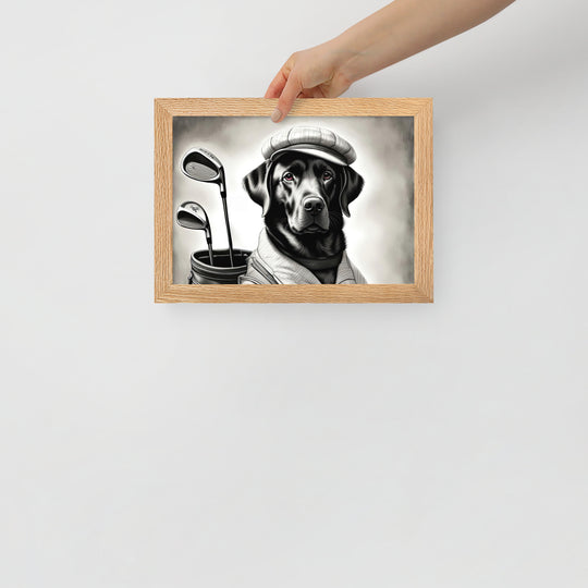 Framed matte paper poster-Labrador Retriever Golfer V11