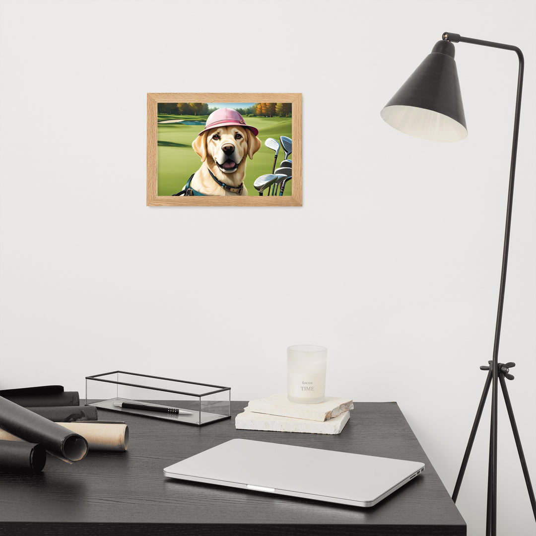 Framed matte paper poster-Labrador Retriever Golfer V19