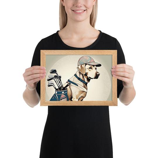 Framed matte paper poster-Labrador Retriever Golfer