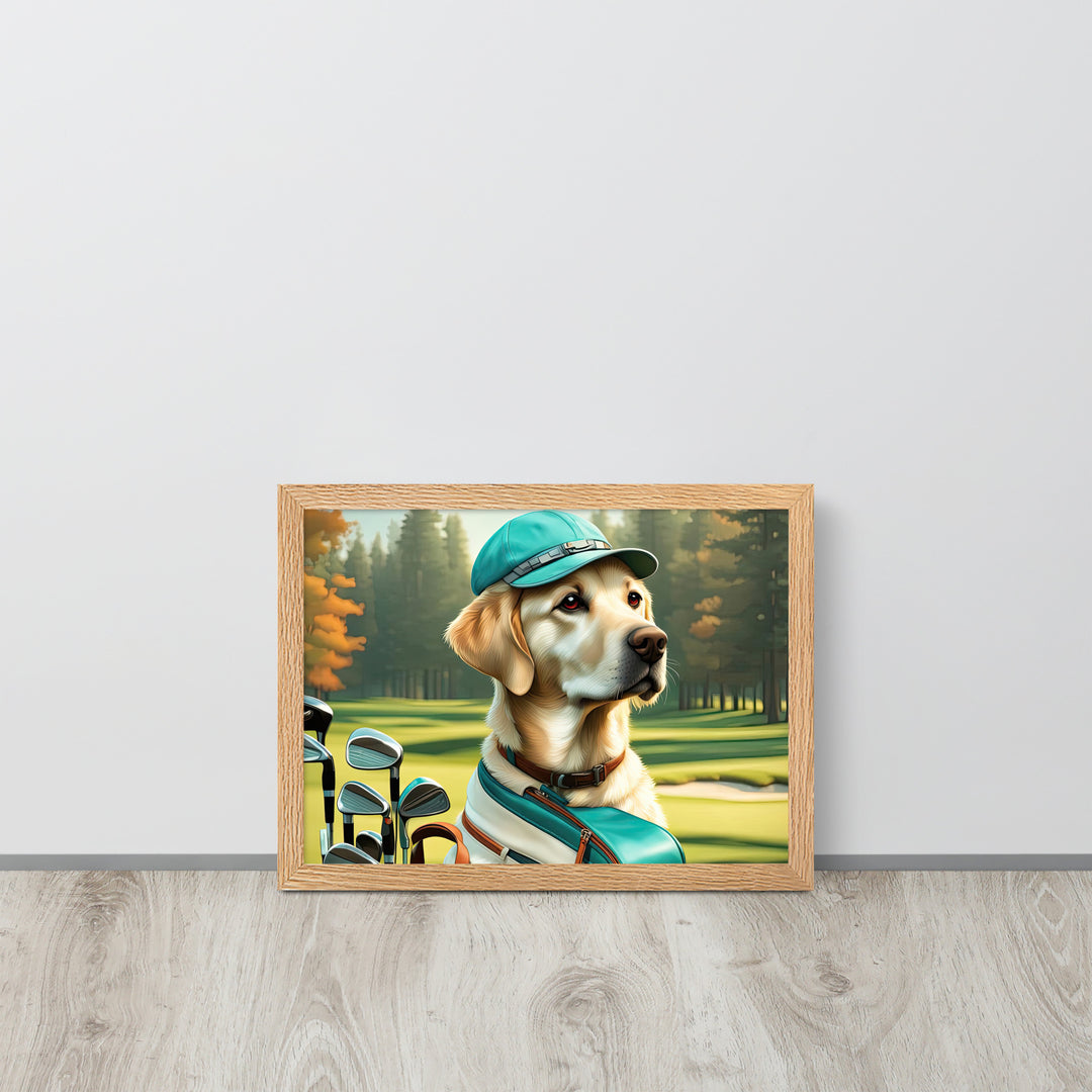 Framed matte paper poster-Labrador Retriever Golfer V10