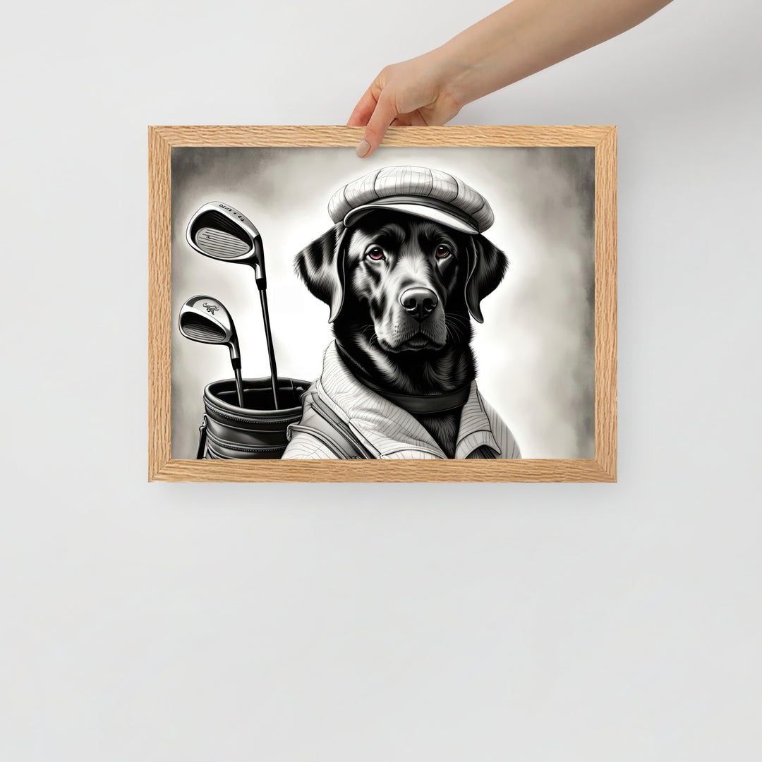 Framed matte paper poster-Labrador Retriever Golfer V11