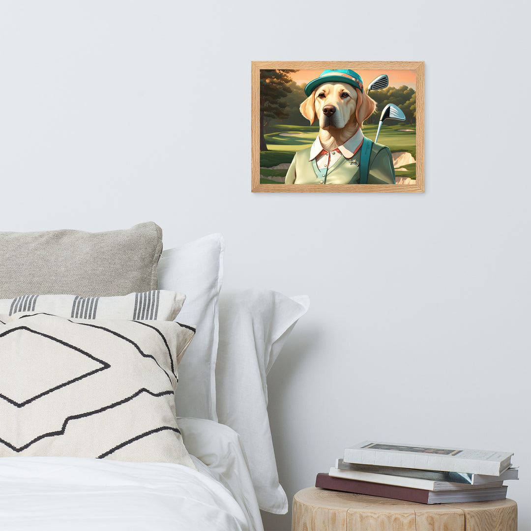 Framed matte paper poster-Labrador Retriever Golfer V14