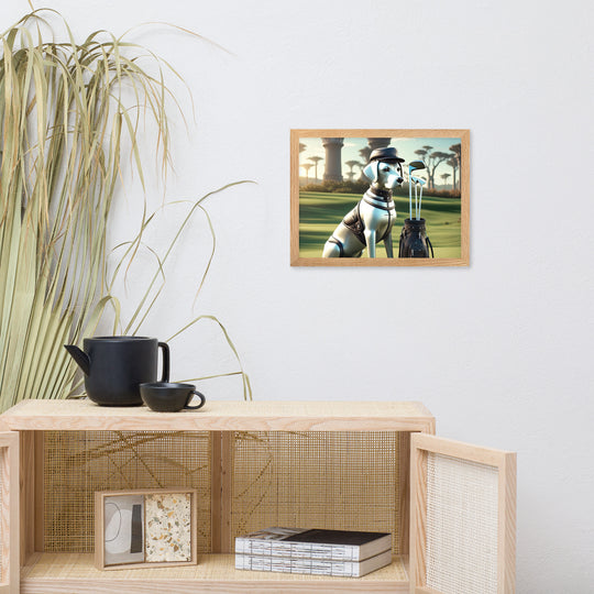 Framed matte paper poster-Labrador Retriever Golfer V18