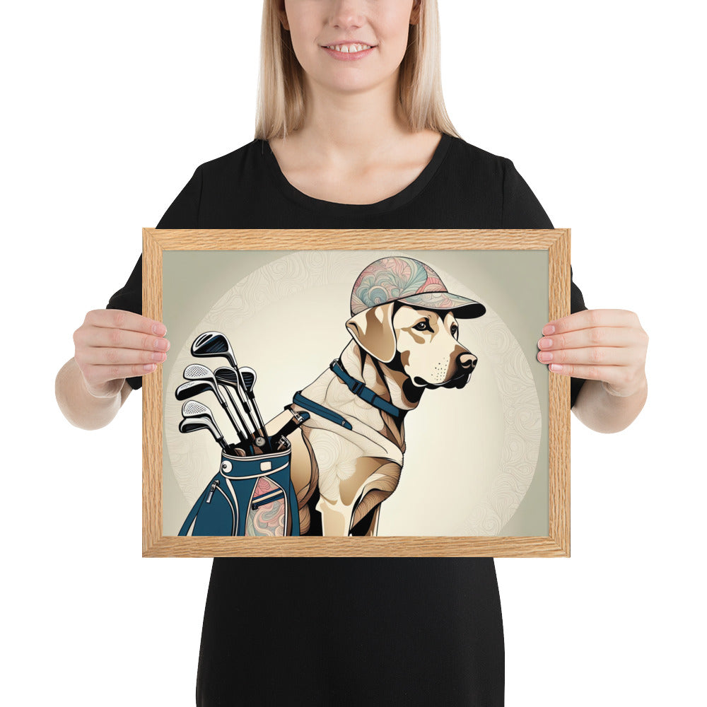 Framed matte paper poster-Labrador Retriever Golfer