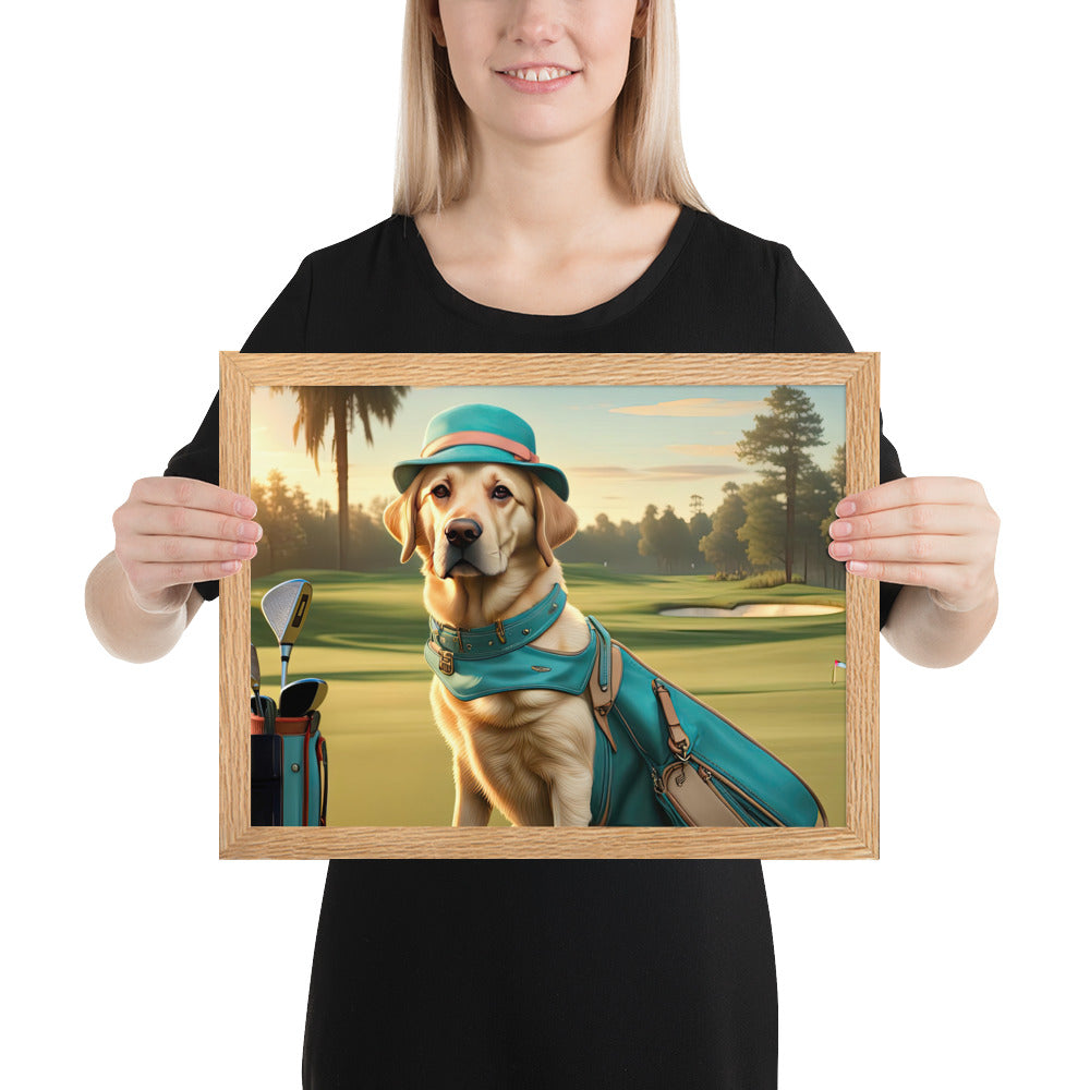 Framed matte paper poster-Labrador Retriever Golfer V12