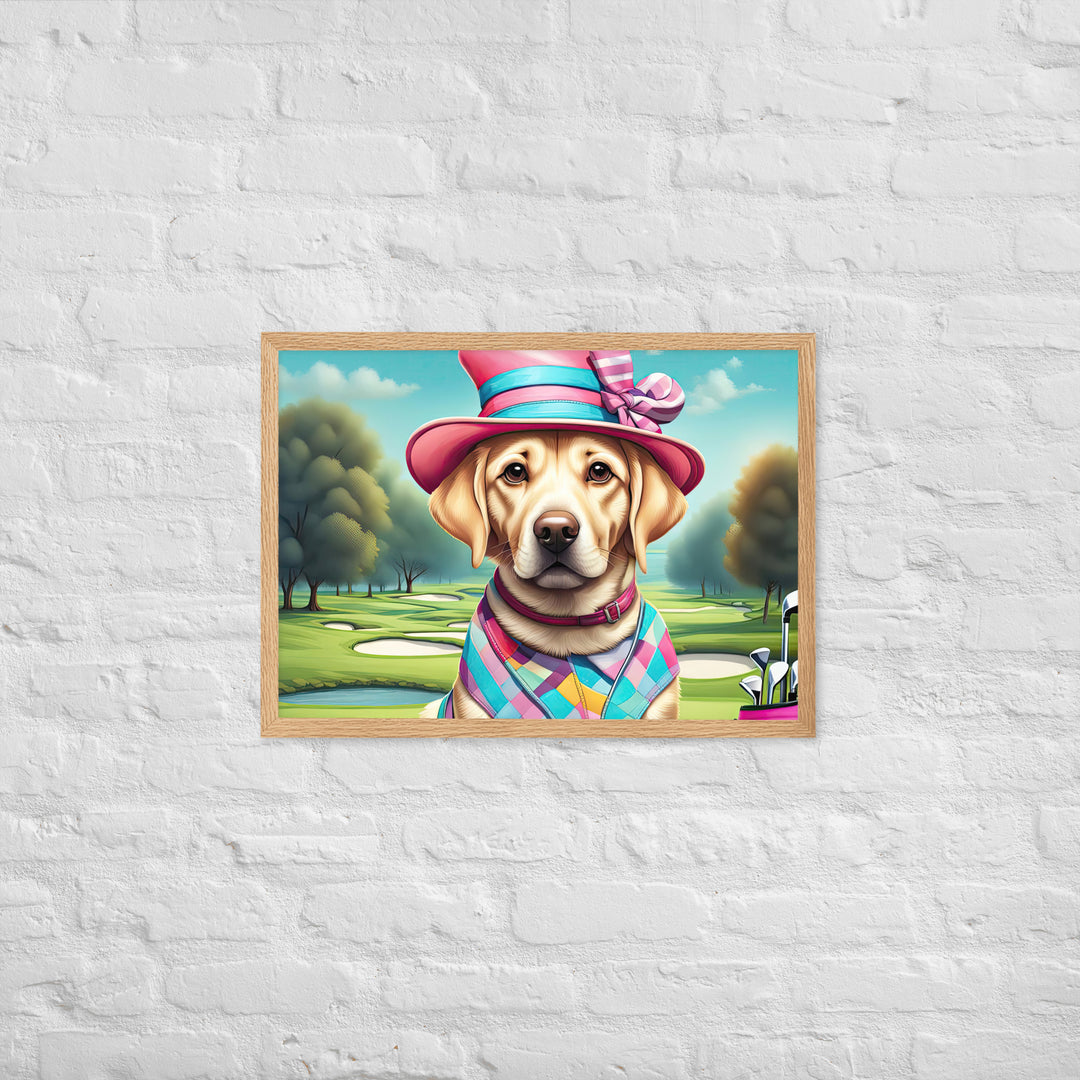 Framed matte paper poster-Labrador Retriever Golfer V9