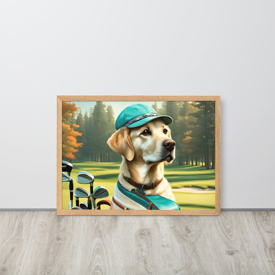 Framed matte paper poster-Labrador Retriever Golfer V10