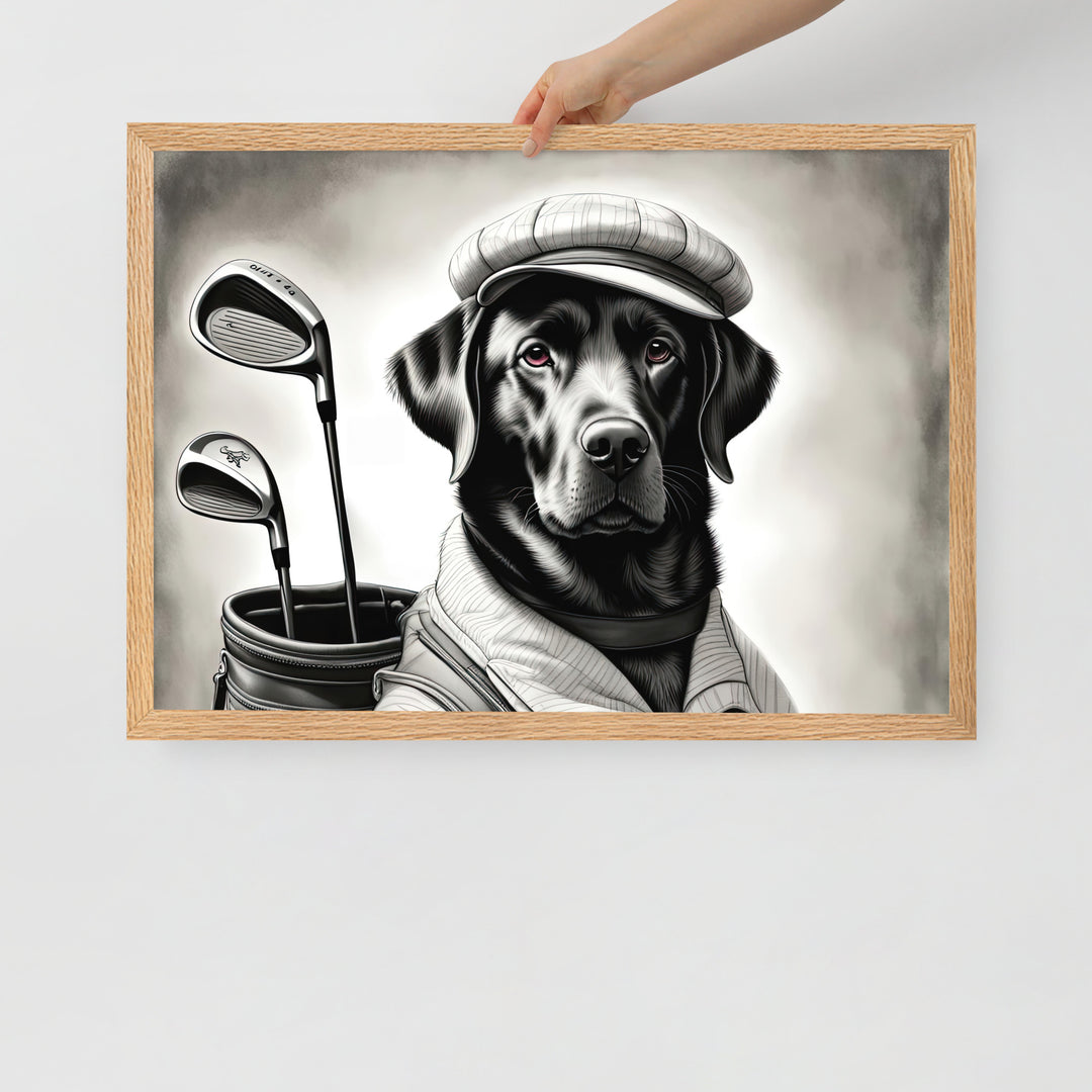 Framed matte paper poster-Labrador Retriever Golfer V11