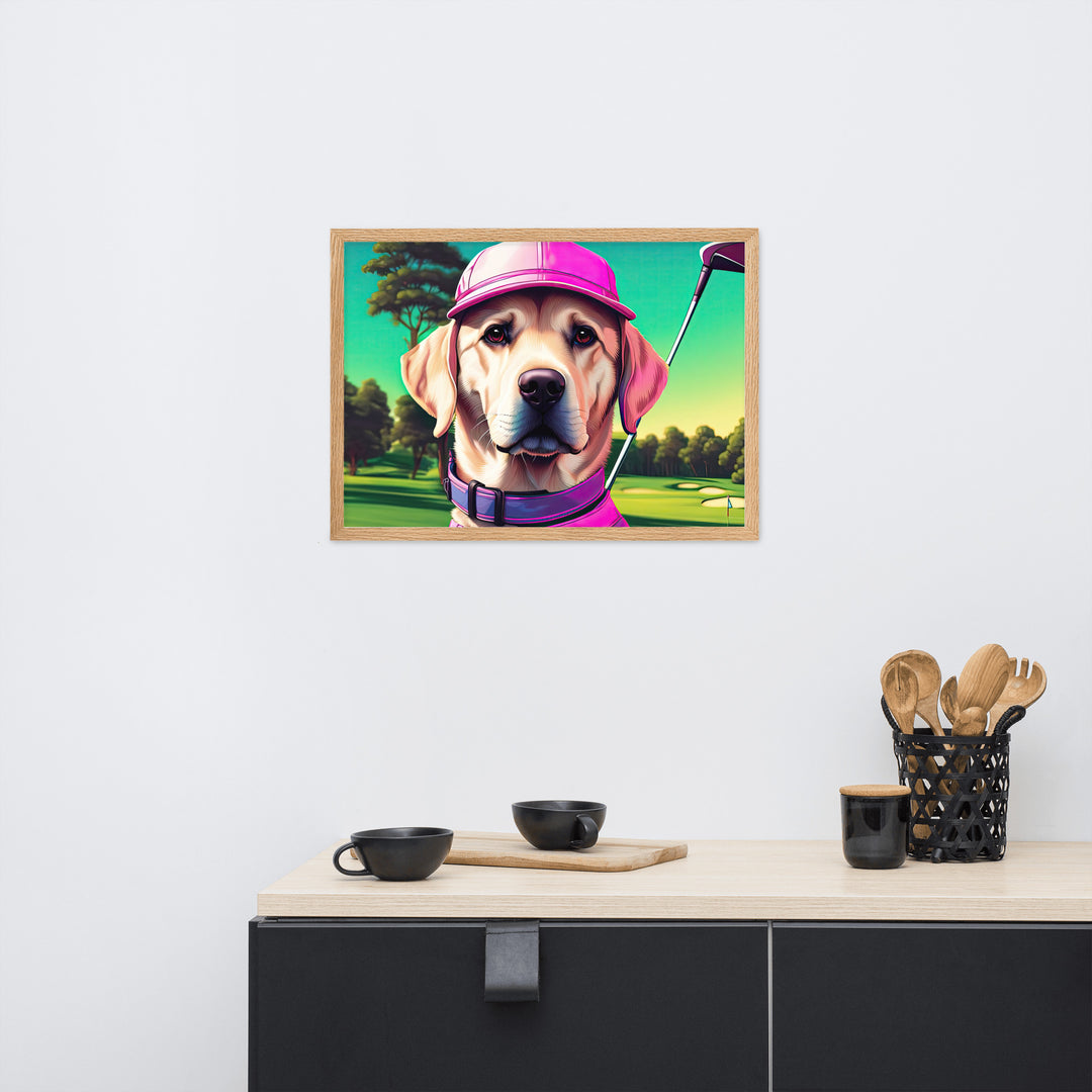 Framed matte paper poster-Labrador Retriever Golfer V16