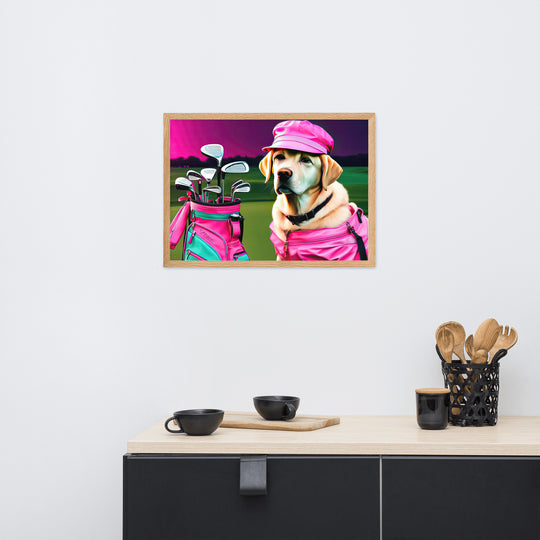 Framed matte paper poster-Labrador Retriever Golfer V17