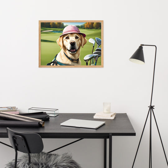 Framed matte paper poster-Labrador Retriever Golfer V19