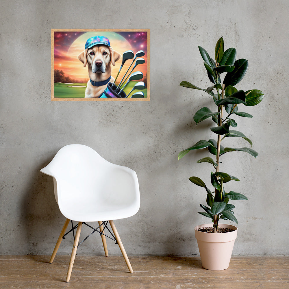 Framed matte paper poster-Labrador Retriever Golfer V13