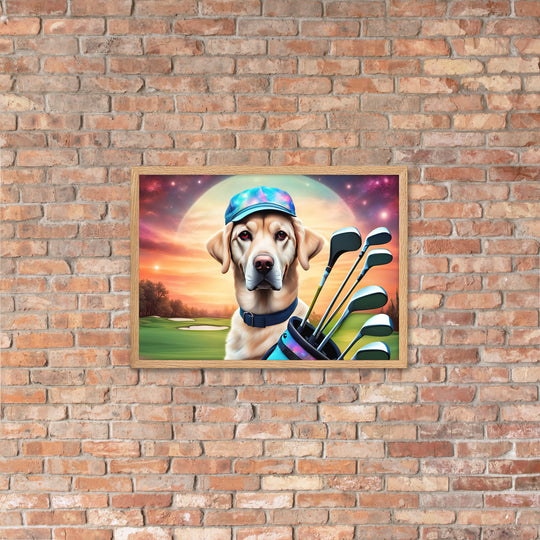 Framed matte paper poster-Labrador Retriever Golfer V13