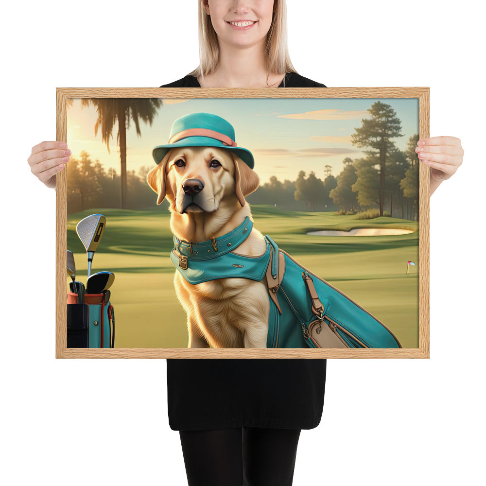 Framed matte paper poster-Labrador Retriever Golfer V12