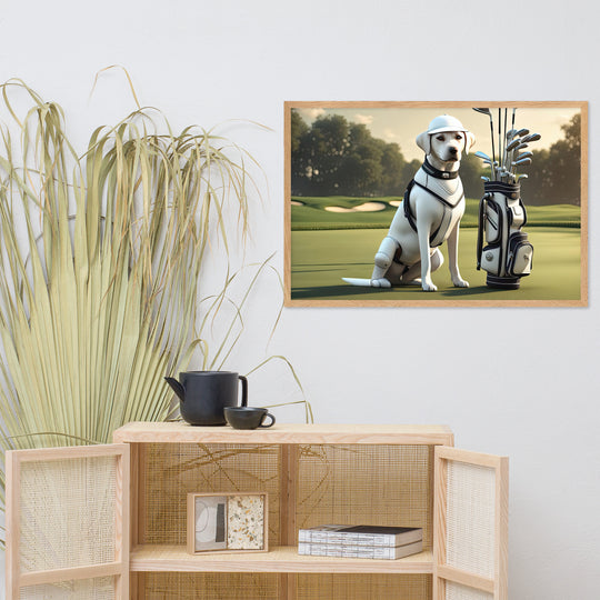 Framed matte paper poster-Labrador Retriever Golfer V6