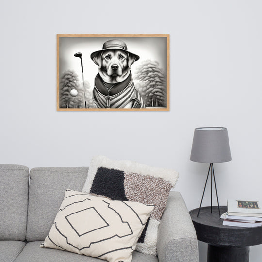 Framed matte paper poster-Labrador Retriever Golfer V7