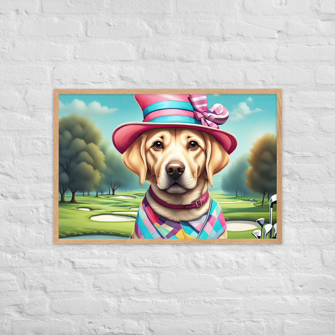 Framed matte paper poster-Labrador Retriever Golfer V9