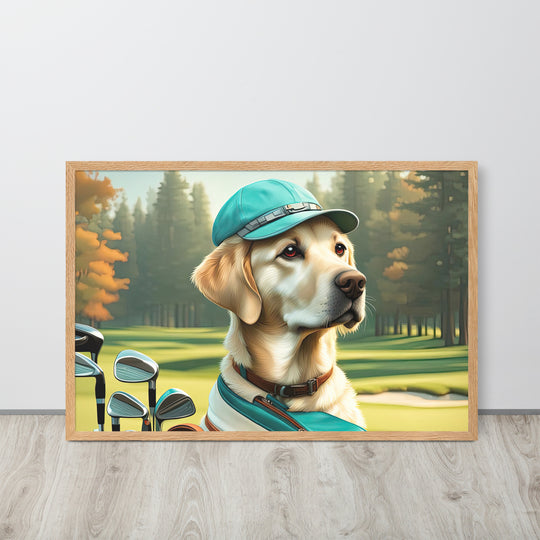 Framed matte paper poster-Labrador Retriever Golfer V10